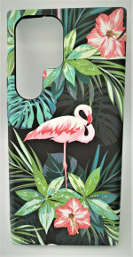 Луксозен силиконов гръб ТПУ LUXO PHOSPHORESCENT CASE за Samsung Galaxy S23 Ultra SM-S911B зелени цветя и фламинго 